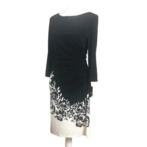 Women’s Lauren Ralph Lauren Black Cocktail Dress White Border Print. - Picture 4 of 7